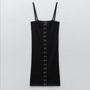 Zara hook and eye black mini dress